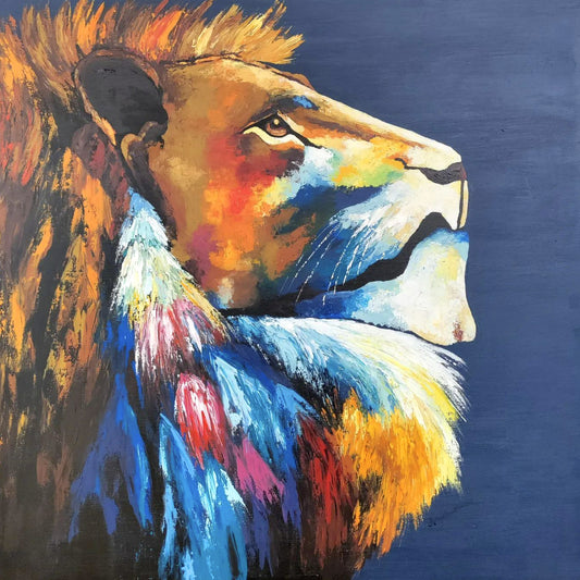 Lion on blue